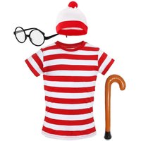 I Find Me Top Hat Glasses & Stick Wheres Wally Inspired Costume