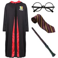I School Wizard Costume Wand Glasses & Tie