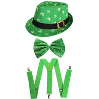 I Irish Trilby Hat Shamrock Bow Tie & Suspenders Pack