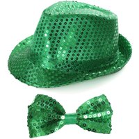 I Sequin Trilby Hat & Sequin Bow Tie Pack