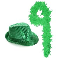 I Sequin Trilby Hat & Feather Boa Pack