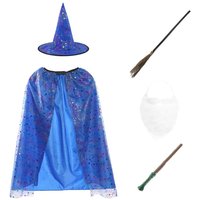 I Love Fancy Dress Women's Blue Witch Costume Set - Black Cat, Wand & Broom