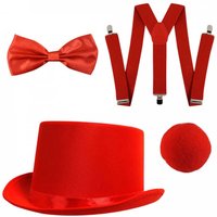 I Nose Satin Top Hat Braces Satin Bow Tie
