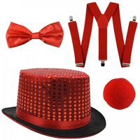 I Nose Sequin Top Hat Braces & Bow Tie