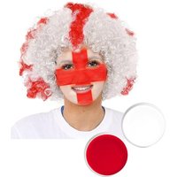 I Love Fancy Dress England Curly Wig & Red & White Face Paint | Size: 1 Pack