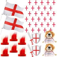 I 14 Piece England Set Flags Bunting Headbands Inflatables & Hats Pack
