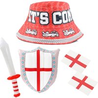 I England Set Bucket Hat Inflatable & 2X Tattoos Pack