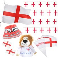 I England Set Flag Bunting Hat Tattoo Hat & Waving Flag Pack