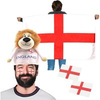 I England Set Flag Cape Lion Hat & Tattoos Pack