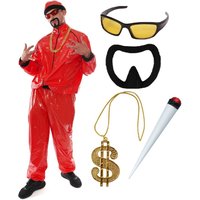 I 90s Rapper Costume Hat Glasses Goatee Chain & Spliff