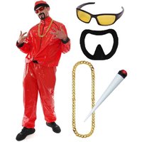 I 90s Rapper Costume Hat Glasses Goatee Gold Chain & Spliff