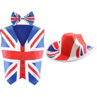 I Union Jack Waistcoat Bow Tie & Cowboy Hat