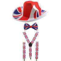 I Union Jack Cowboy Hat Bow Tie & Suspenders Pack