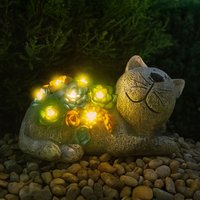 ILFD Group Ltd Solar Cat Garden Ornament in Grey | Size: 1 Pack