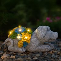 ILFD Group Ltd Solar Dog Garden Ornament in Grey | Size: 3 Pack