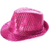I Love Fancy Dress Hot Pink Sequin Trilby Hat | Size: 12 Pack