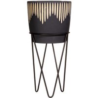 Sass & Belle Black Sgrafitto Cement Planter With Wire Stand