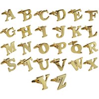 Charles William Men's English Alphabet Initial Gold Cufflinks Mix & Match Letters