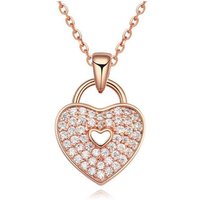 Charles William Women's Forever Locked Love Heart Pendant on Rose Gold Necklace | Size: 23 cm