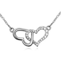 Charles William Women's Intertwined Double Heart Pendant on Silver Necklace | Size: 23 cm