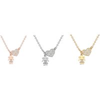 Charles William Women's Encrusted Heart Necklace With Pendant in Rose Gold | Size: 23 cm
