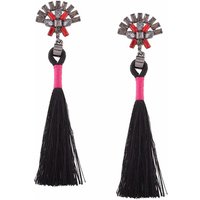 Charles William Women's Diamante Statement Drop Tassle Earrings in Red