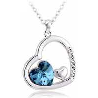 Charles William Women's Three Heart Pendant Necklace Blue Stone Silver Chain of Love in Light Blue | Size: 23 cm