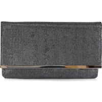 XY London Women's 'Alicia" Chrome Trim Clutch Evening Bag With Detachable Chain Strap in Black