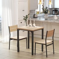 HOMCOM 3 Pcs Compact Dining Table 2 Chairs Set in Light Brown