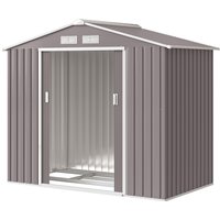 OUTSUNNY Garden Shed Storage Unit w/Locking Door Floor Foundation Vent in Grey