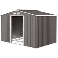 OUTSUNNY Garden Shed Storage Unit w/ Locking Door Floor Foundation Vent in Grey