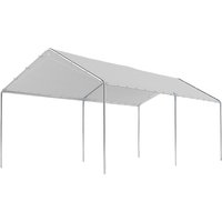 OUTSUNNY 2-Rooms Outdoor Carport Galvanized Steel Frame Tent UV Resistant in White
