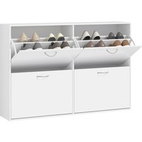 HOMCOM Shoe Cabinet Multi Cabinet Flip Down Shelf Drawer Organiser for Hallway in White