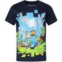 Minecraft Boy's Kids Short Sleeved T-Shirt (Blue) in Blue | Size: 3-4 Years