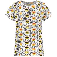 Emoticon Girl's Kids Short Sleeved T-Shirt (White) in White | Size: 11-12 Years