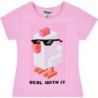 Crossy Road Girl's Kids Short Sleeved T-Shirt (Pink) in Pink | Size: 9-10 Years