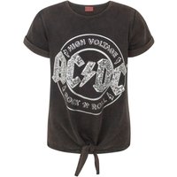 AC/DC Girl's Kids Short Sleeved T-Shirt (Grey) in Grey | Size: 7-8 Years