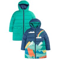 Frugi Reversible Toasty Terrain Jacket in Blue | Size: 4-5 Years