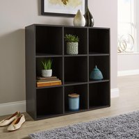 Home Source Storage Cube 9 Shelf Bookcase Wooden Display Unit Organiser Home in Black