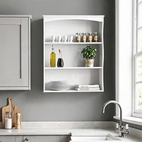 Home Source Painted Wall Mounted Shelves 3 Book Shelves Ideal for Kitchen Bathroom in White