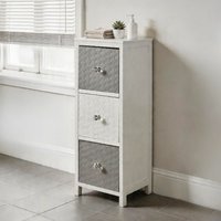Home Source Wooden Storage Unit 3 Drawer Chest Bedroom Organiser Fully Assembled in White