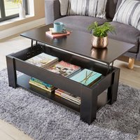 Home Source Lift Up Coffee Table With Storage Shelf Living Room Home Orlando in Black