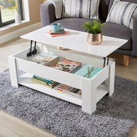 Home Source Lift Up Coffee Table With Storage Shelf Living Room Home Orlando in White