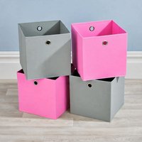 Folding Square Storage Utility Box Drawer 4 Piece Fabric Cube Set