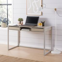 Home Source Office Computer Desk Laptop Workstation 2 Drawer Shelf Storage in Light Oak