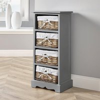 Lichfield 4 Wicker Basket Drawer Chest Storage Unit Fully Assembled