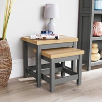 Nest 2 Tables Coffee Occasional Side End 36mm Oak Top Nested Set