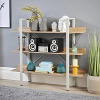 Home Source Urban Wide 3 Tier Bookcase Shelving Storage Unit in Grey