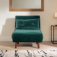 Double Sofa Bed Folding Chair Velvet Wooden Legs Two Pillow