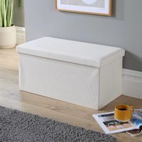 Ottoman Storage Chest Corduroy Fabric Large Folding Solid Space Saving